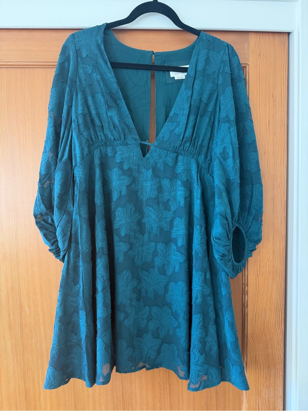 Women’s Teal Floral V-Neck Dress